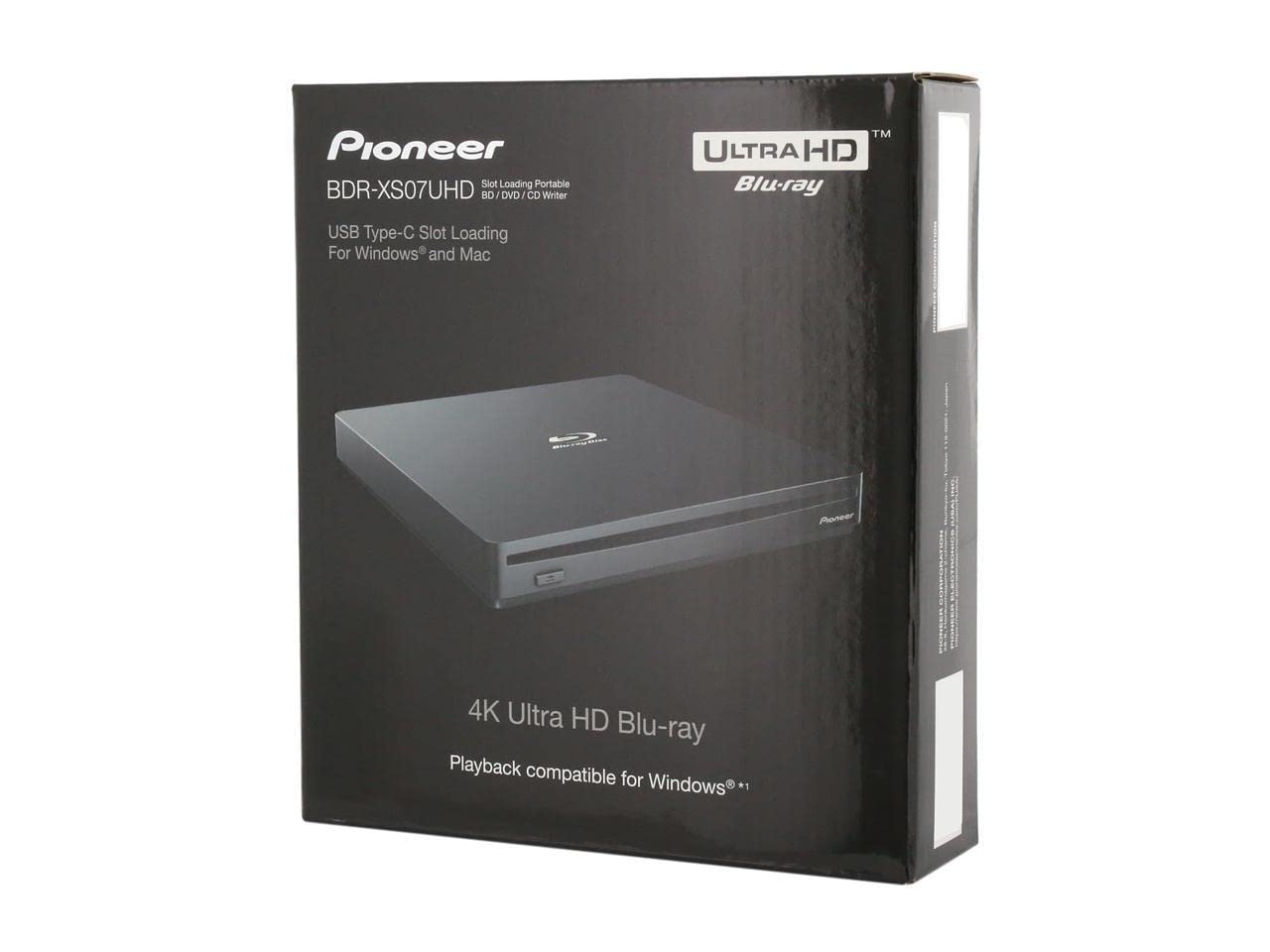 Pioneer Electronics Bdr Xs07Uhd 6X Slot Loading Cd Dvd Bluray Portable Usb 3.1 Bd/Dvd/Cd Burner Supports Blu Ray, Bdxl, And M Di